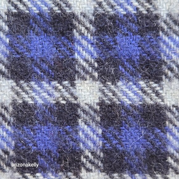 Enzo Mantovani Cashmere Scarf Blue Black Plaid Checks - Picture 6 of 10